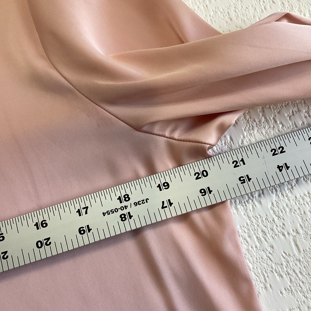 Escalier Pale Pink Tie Neck Long Sleeve Silky Blouse Size Medium - Picture 5 of 13